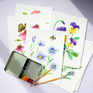 Watercoloring Book: Wildflowers – Pre - Outlined Pages & Tutorials from Jean Choe Art & Design - Coloring Books