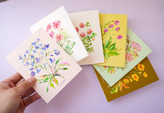 Wildflower Greeting Card Set: Assorted Pack of 6 from Jean Choe Art & Design - Blank Cards